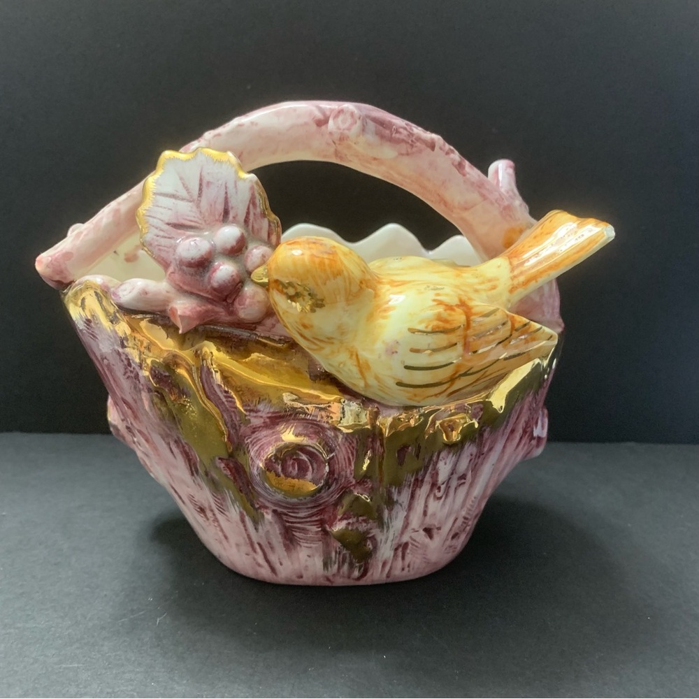 Vintage Ucagco Ceramics Bird on a trunk Figurine